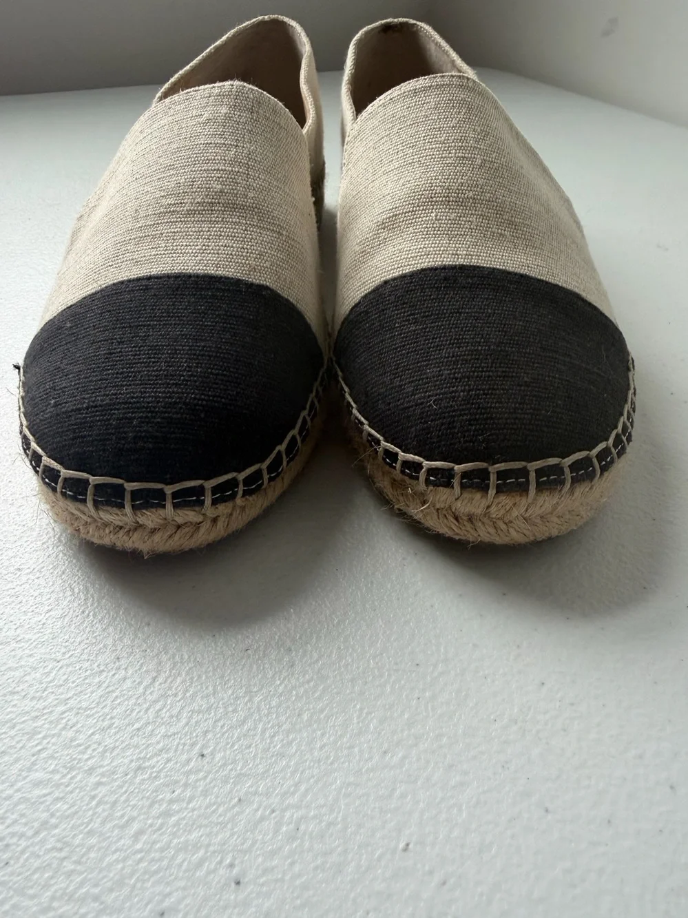 Sole Society Samyrah Espadrille Slip On Flats  Oatmeal Black Size 8